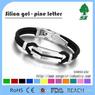 Classic Design Black Silicone Bracelet with Stainless Steel Buckle/Hot Sale Promotional Gift Silicone Jewellery